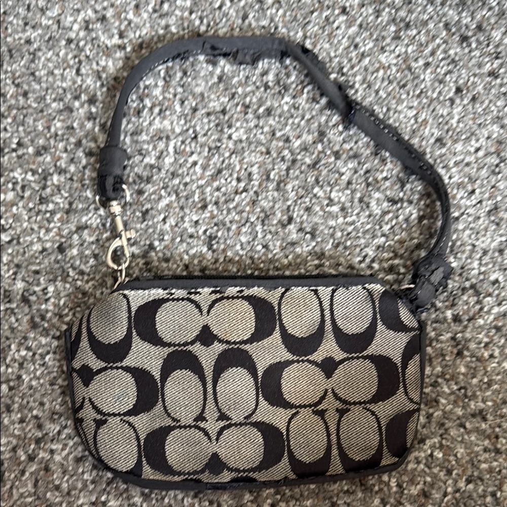 Coach Black and Tan Signature Clutch